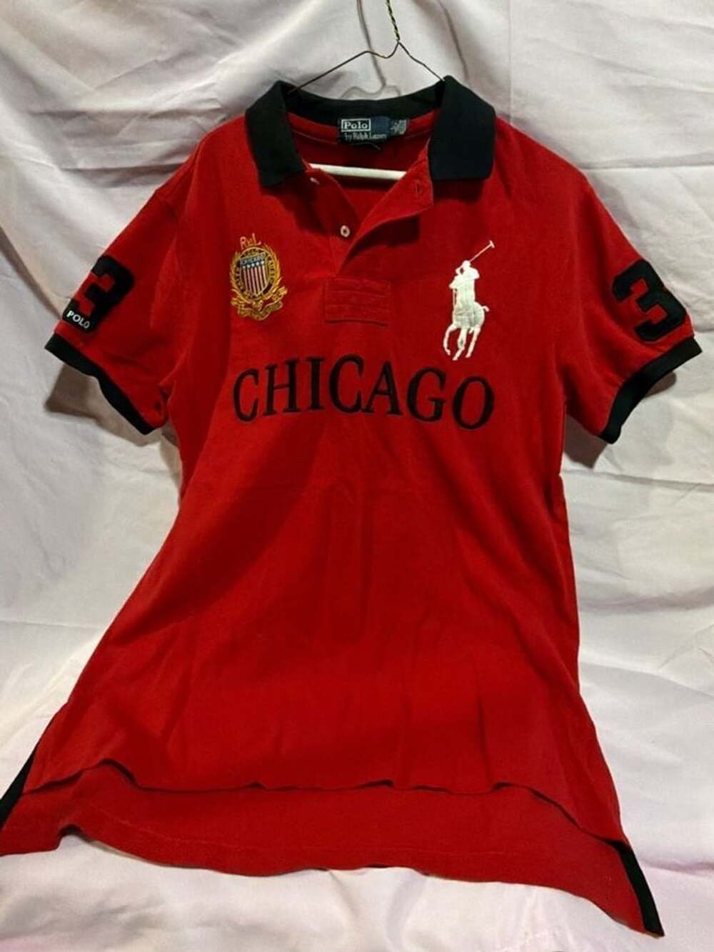 Polo Ralph Lauren Chicago City Polo Shirt Size L Red Black USA #3
